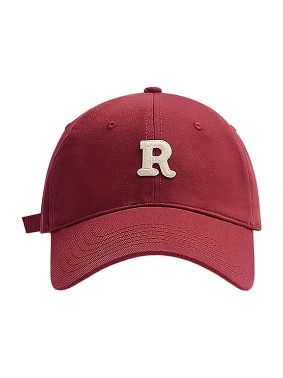 Men's Vintage Letter R Embroidered Soft Top Baseball Cap, Curved Brim Adjustable Casual Daily Commute Dad Hat Free Size, Wine