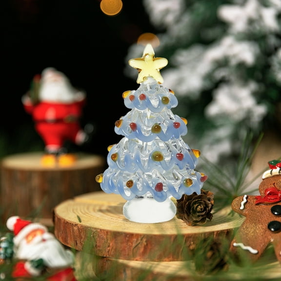Bpyeka Mini Christmas Tree Glass Ornaments Small Glass Christmas Tree Christmas Miniature Mini Winter Figurines for Crafts Holiday Xmas Party Decor,Holiday Products,Fall Decor