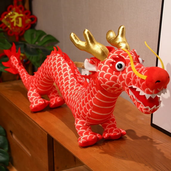 Bpyeka New Chinese Dragon Doll Dragon Plush Toy Dragon Doll New Year Gift Decoration Dragon Year for Lunar New Year Spring Festival Red, 31.49in