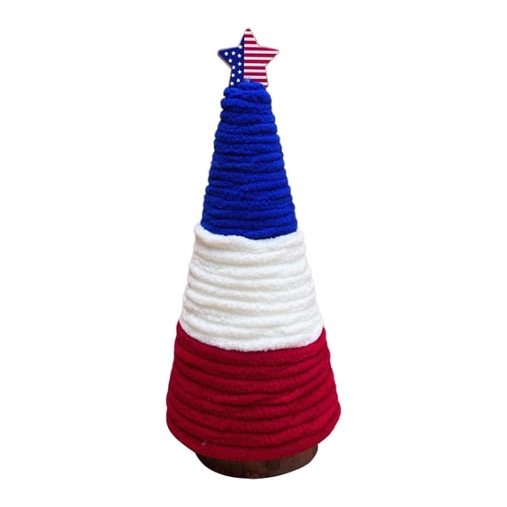 Bpyeka Patriotic Cone Tabletop Tree Decor Red Blue Star Accents for Independence Day Table & Shelf Display