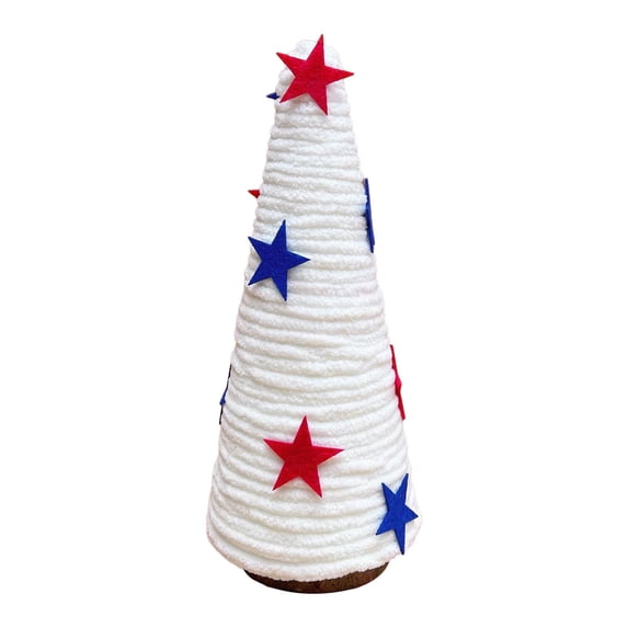 Bpyeka Patriotic Cone Tabletop Tree Decor Red Blue Star Accents for Independence Day Table & Shelf Display