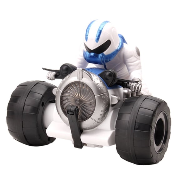 Bpyeka Remote Control Car Electric Stunt Motorcycle Toy Children's Electric Universal Toy Electric Stunt Tricycle Rotating 360 Motorcycle Roboter Lighting Music Toy Christmas Birthday Gifts Blue