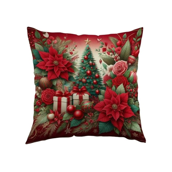 Bpyeka Short Plush Pillowcase,Christmas Pillow Covers 17.7x17.7 Inches Decorative Pillow Cases with Soft Fabric Hidden Zipper for Home Decor,Christmas Gifts,Christmas Decor