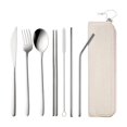 thumbnail image 1 of Bpyeka Tableware Set,Korean-Style Titanium-Coated Cutlery Set 304 Stainless Steel fork Spoon Chopsticks Straw Portable Combo Student Cutlery 7-Piece Set,Kitchen Decor,Home and Kitchen, 1 of 6