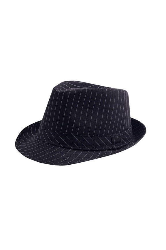 Unisex Pinstripe Fedora Hat, Vintage British Striped Short Brim Sun Hat Casual Party Panama Dress Hat Free Size