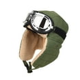 thumbnail image 1 of Bpyeka Unisex Sherpa Lined Trapper Hat, Detachable Windproof Goggles Ear Flaps Thermal Winter Outdoor Cotton Cap Free Size, 1 of 7