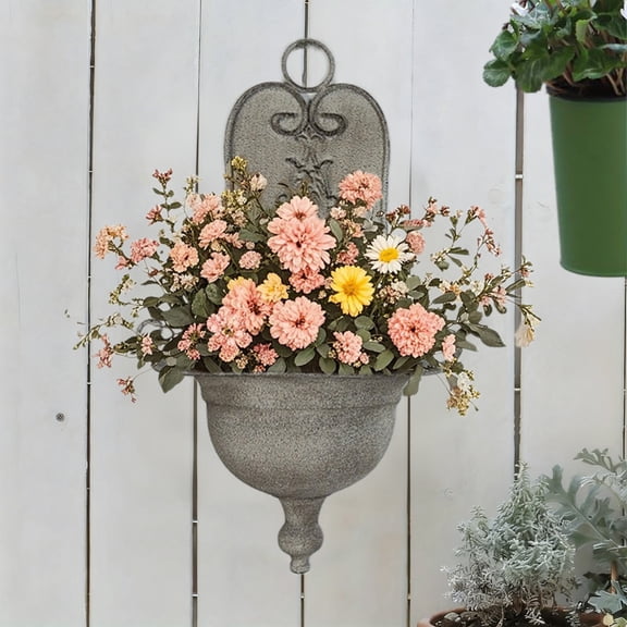 Bpyeka Vintage Green Iron Faucet Planter Rustics Wall Mount Outdoor Garden Decor Unique Flower Pot for Patio Yard Farmhouses Style Landscapes Decoration Green,Home Decor,Fall Decor