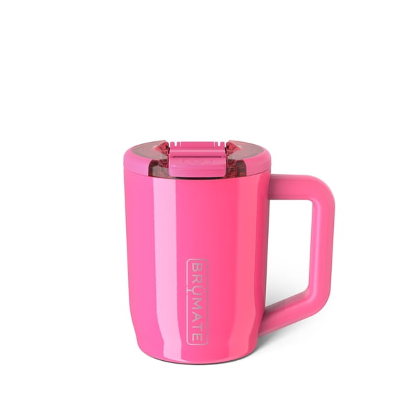 BrMate Mv - 15oz 100% Leak Proof Insulated Coffee Mug with Handle & Lid - Stainless Steel Coffee Travel Mug - Double Walled Coffee Cup (Neon Pink)