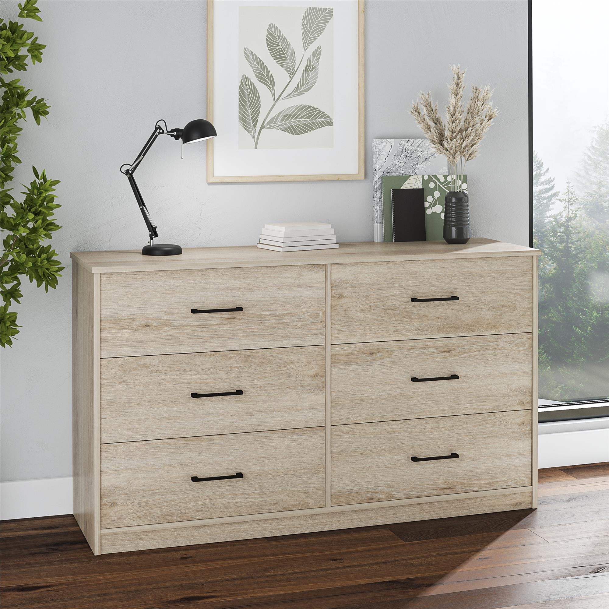 ameriwood black dresser CARVER 6 DRAWER DRESSER, BLACK  Dorel Home Europe