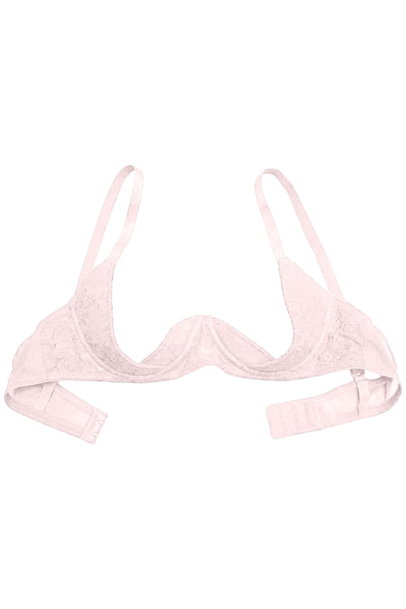 Bra 1/4 Cup Push Up Bras for Women S`exy Underwire Lace Bra See Through Padded Bandeau Shelf Bra Tops