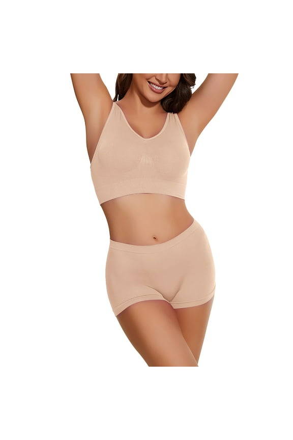 Bra And Panty Set Sports Bra Women'S Fitness Running Yoga Vest Without Rims Large Size Breathable Sports Bra Set,Beige Women'S Blended Vest L