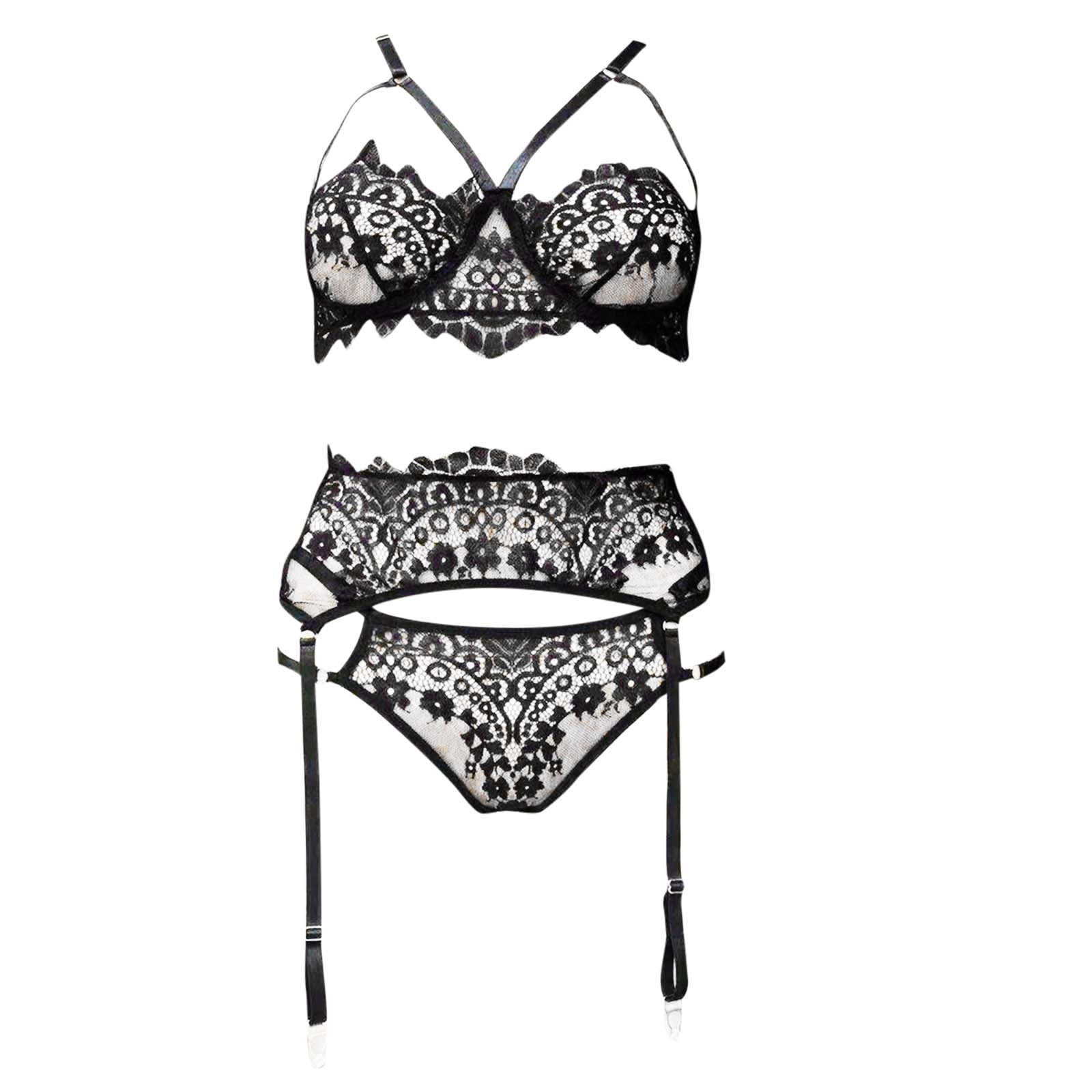 Bra And Panty Sets, Underwire Floral Lace Sheer Lingerie Set for Women ...