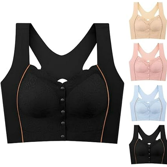 Bra, Bras for Women Front Closure, Skin-Friendly Button-Up Comfy Shaping Posture Corrector