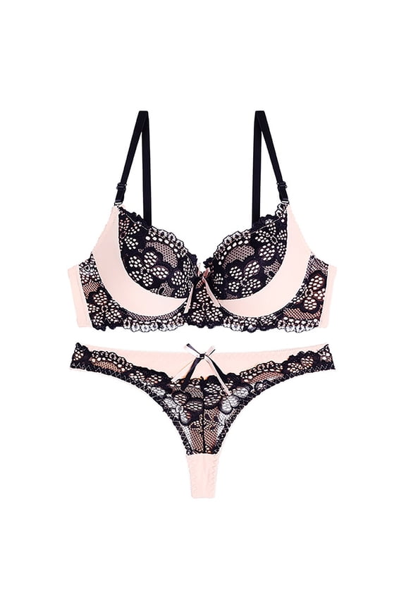 Bra Brief Sets Women Fashion Underwear Lace Push Up Set Underwear Breathable Absorbent Light Adjustment Underwear Pink 90B