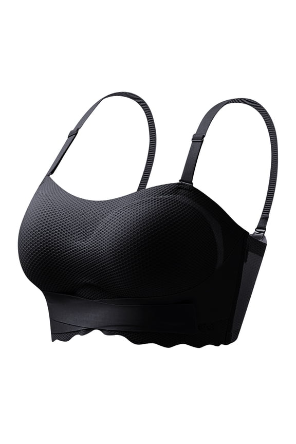 Bra Everyday Comfort Women Casual Removable Straps Breathing Design Two Ways To Wear Black 5XL