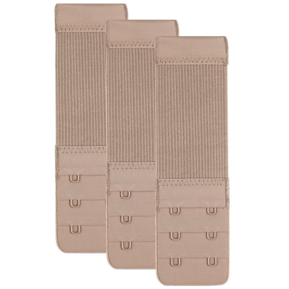 Bra Extender 2 Hook,Elastic Extra Long,Plus Size,Lined Durable 3 Pack Beige - CHIRRUPY CHIEF