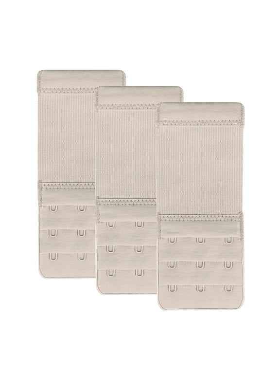 Bra Extender 3 Hook 3 Row Elastic Band Bra Extension Strap Soft Comfortable Bra Hook Extender for Women Lingerie Underwear Back Band Lengthener 3 pack Beige