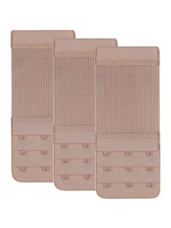 Bra Extender 3 Hook,Elastic Extra Long,Plus Size,Lined Durable 3 Pack Beige - CHIRRUPY CHIEF