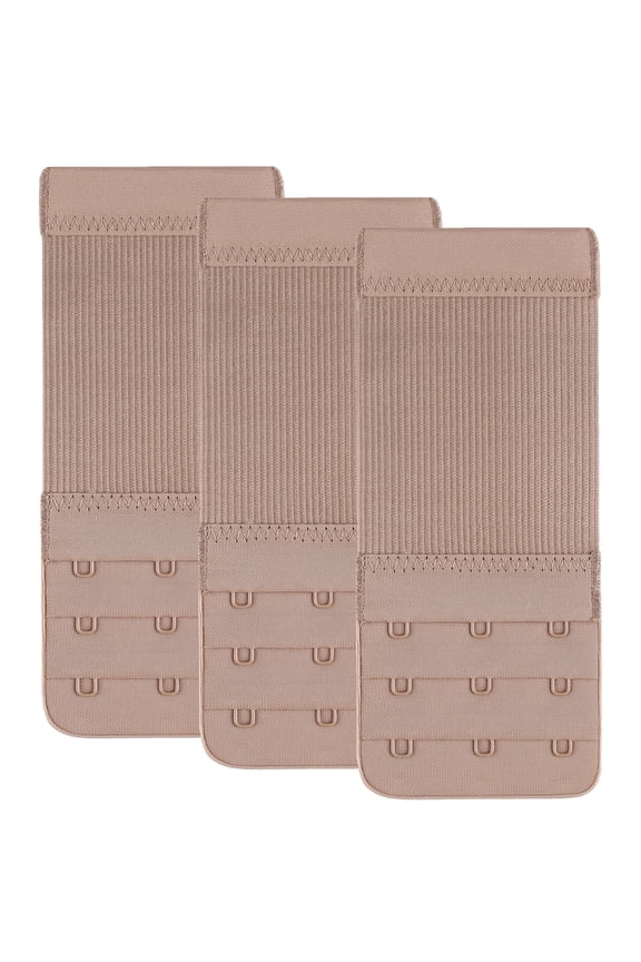 Bra Extender 3 Hook,Elastic Extra Long,Plus Size,Lined Durable 3 Pack Beige - CHIRRUPY CHIEF
