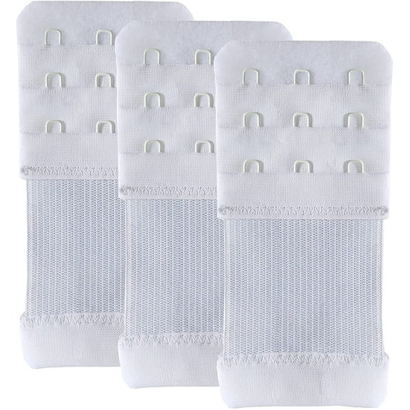 Bra Extender 3 Hook Elastic Stretchy Bra Band Extension 3pcs-Pack,White, 3 Hook, 0.5inch(1.3cm),One Size
