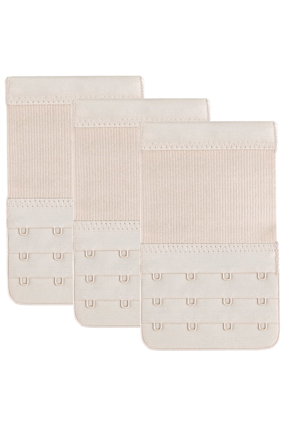 Bra Extender 4 Hook,Elastic Extra Long,Plus Size,Lined Durable 3 Pack Beige - CHIRRUPY CHIEF