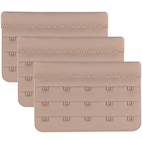 Bra Extenders 5 Hook 3 pack Plus Size Non‑Stretch Lined Durable Set Beige - CHIRRUPY CHIEF