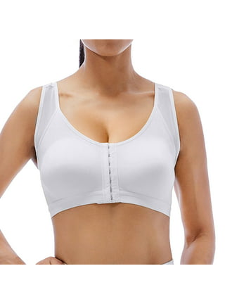 Comfort Choice Women's Plus Size Front-Close Embroidered Wireless Posture  Bra Bra 
