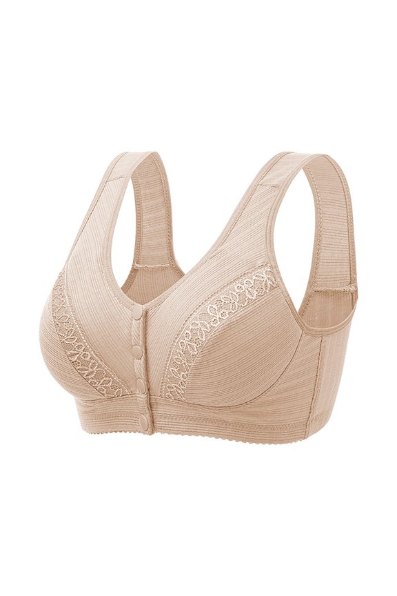 Bra Front Close Wireless Unlined Seamless T Back Plus Size Support for Large Bust White 44