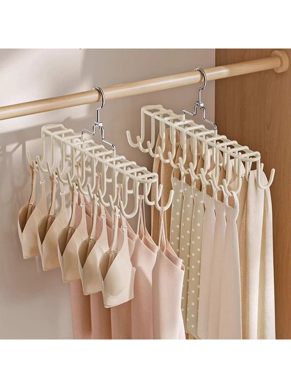 Bra Hanger for Closet, Tank Top Organizer 20 Hooks Capacity Foldable Wood Space Saving Hanger Closet Organizers and Storage for Dorm & Apartment for Tank Top, Hats, Scarf etc.