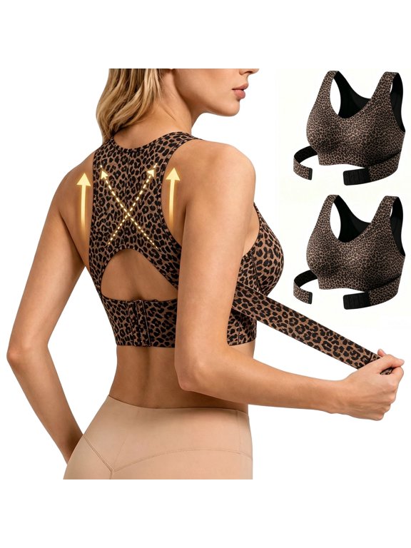 Bra Hkoxplj Women Posture Correcting Wireless Bra High Support Full Coverage Front Closure Bralette Comfort Everyday Bra for Work Study Driving Travel Light Workout S to XXL Breathable