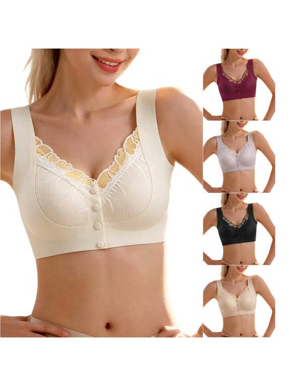 Bra Innovation for Everyday Wear Seamless Non Rimmed Lace Push Up Underwire Bra with Sag Side Gathers and Front Closure for Enhanced Comfort and