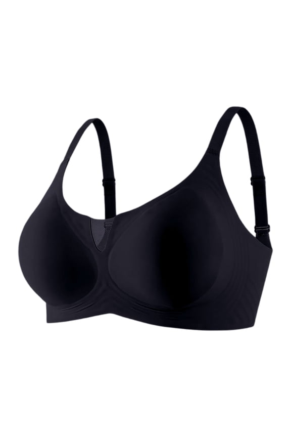 Bra, Lifting Wire-Free Jelly Bra, Seamless Soft Comfort Strip Wireless Bras, Push Up, Full Coverage Black 34