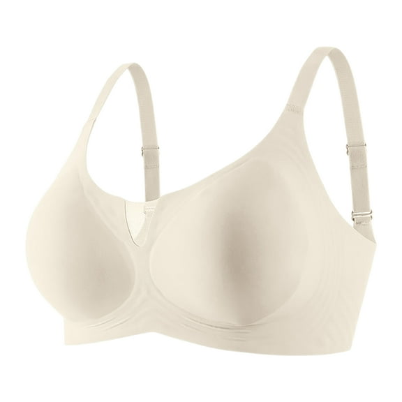 Bra, Lifting Wire-Free Jelly Bra, Seamless Soft Comfort Strip Wireless Bras, Push Up, Full Coverage Champagne 40