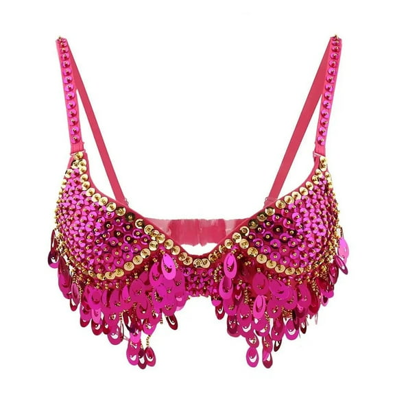 Bra Neck Sequin Tassel Bra Belly Multiple Sequin Halter Belly Dance Top