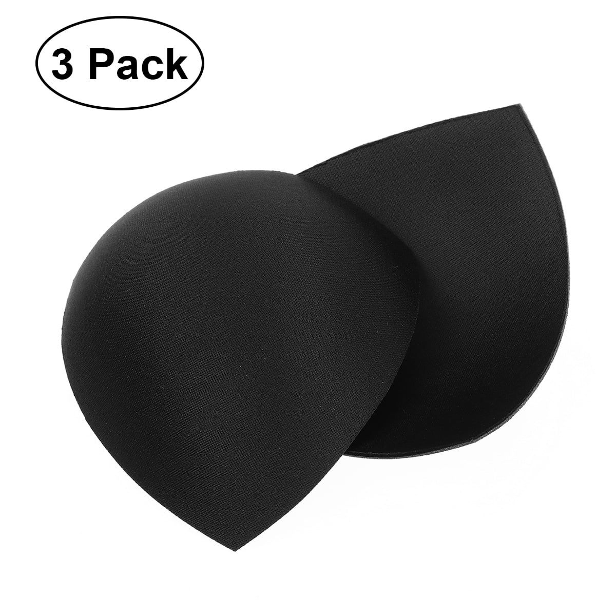 Bra Pads Inserts 3 Pairs - Sewn Edges Bra Inserts A/B， C/D， D/E Cups  Bra  Replacement Pad for Women Bikini Swimsuit Sport Tops Black 
