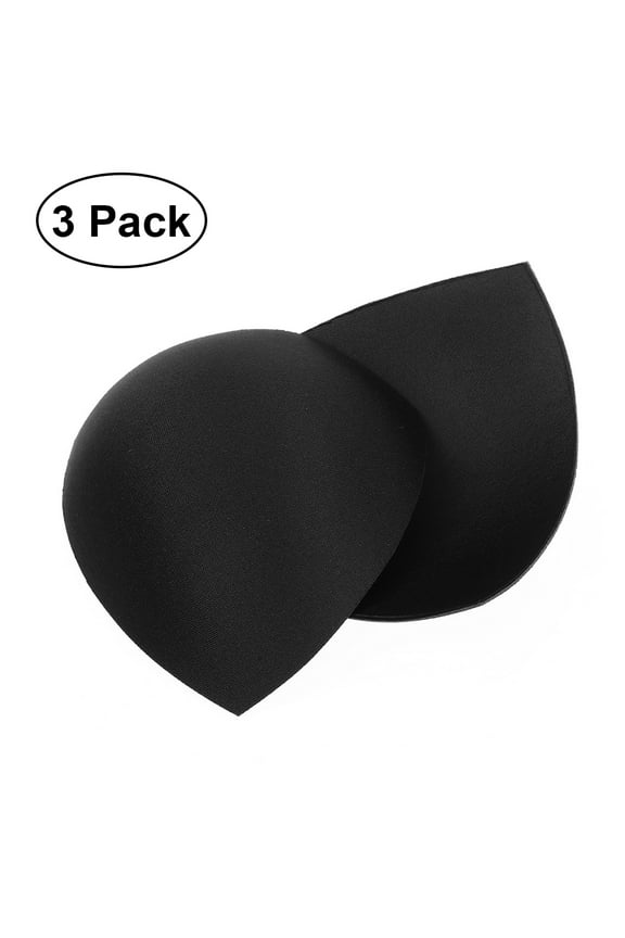 Bra Pads Inserts 3 Pairs - Sewn Edges Bra Inserts A/B, C/D, D/ | Bra Replacement Pad for Women Bikini Swimsuit Sport Tops Black