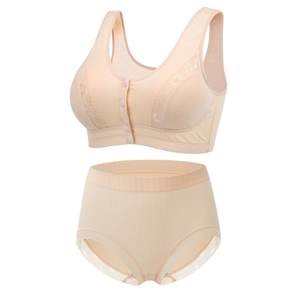 Bra Panty Sets for Women Front Button Shaping Cup Shoulder Strap No Underwire Bra Plus Size Underwear Set Big Bra Sports Brawls for Women Maternity Bra Padded Women's Push up Bras Extra Support