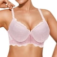 thumbnail image 1 of Bra Push Up for Women 2 Cups Lace Cleavage Extra Padded Underwire with - Front Closure for Daily Wear, 70A/32A, Pink, 1 of 3