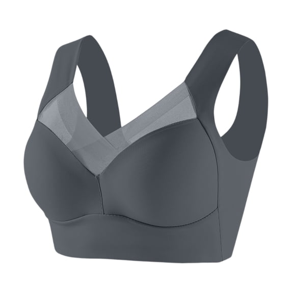 Bra - Seamless Powerful Push Up Wireless Bra, Full-Figure Ice Silk Anti Sagging Posture Correcting No Underwire Supportive Everyday Bras Gray 42