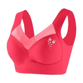 Bra - Seamless Powerful Push Up Wireless Bra, Full-Figure Ice Silk Anti Sagging Posture Correcting No Underwire Supportive Everyday Bras Red 36