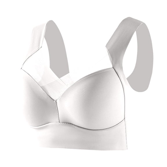 Bra - Seamless Powerful Push Up Wireless Bra, Full-Figure Ice Silk Anti Sagging Posture Correcting No Underwire Supportive Everyday Bras White 36