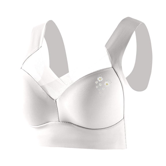 Bra - Seamless Powerful Push Up Wireless Bra, Full-Figure Ice Silk Anti Sagging Posture Correcting No Underwire Supportive Everyday Bras White 44