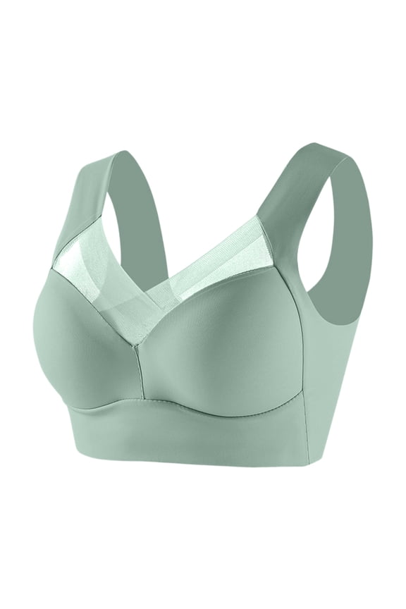 Bra - Seamless Powerful Push Up Wireless Bra, Full-Figure Ice Silk Anti Sagging Posture Correcting No Underwire Supportive Everyday Bras Mint Green 38