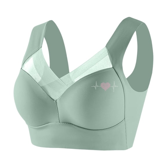 Bra - Seamless Powerful Push Up Wireless Bra, Full-Figure Ice Silk Anti Sagging Posture Correcting No Underwire Supportive Everyday Bras Mint Green 46