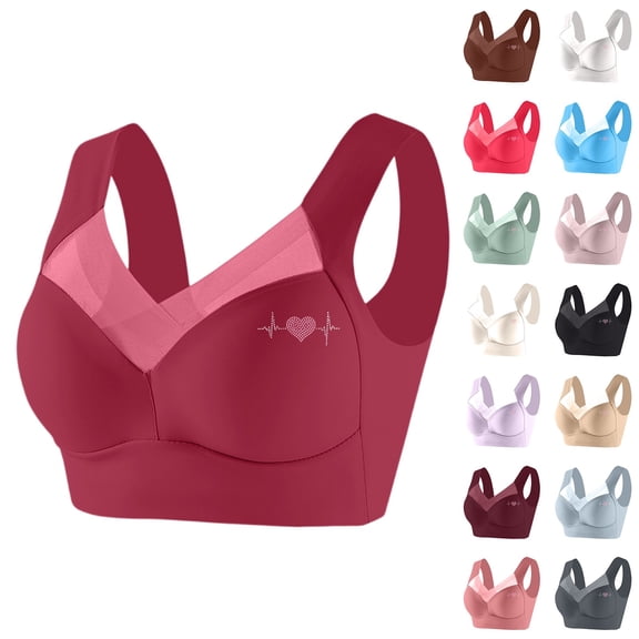 Bra - Seamless Wireless Push Up Bra, Full-Figure Ice Silk Anti Sagging Posture Correcting Powerful Support Bras Complexion 42