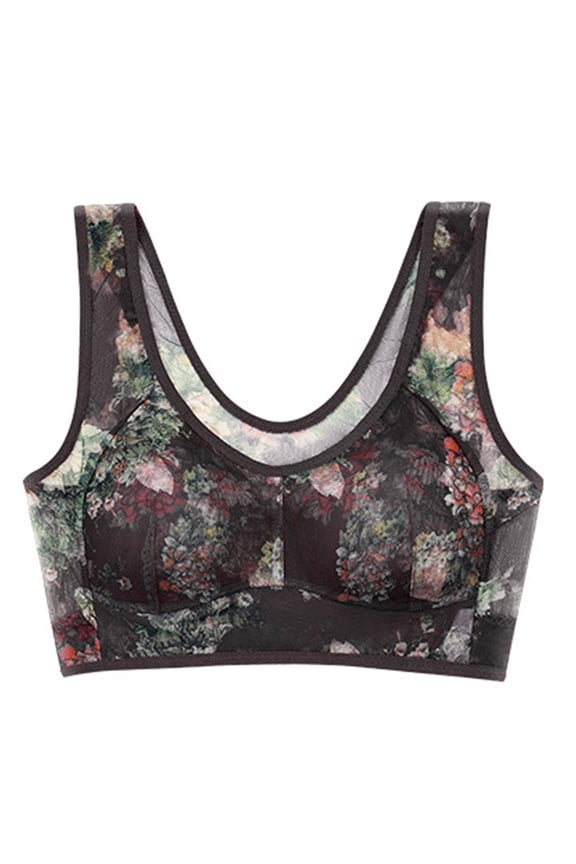 Bra Seamless Wireless Sleep Bra Vest-Style for Middle and Elderly Women Comfort Support Sleep/ Leisure Wear Black XL