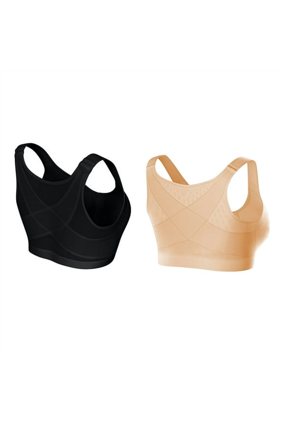 Bra For Seniors Front Closure Sora Bra For Older Women Front Closure Embraced Bra Bra 2PC (Black And Beige) Skin Tone Bra Big Bras Womens Bras No Underwire Womens Bras Comfortable Wide Band Bras