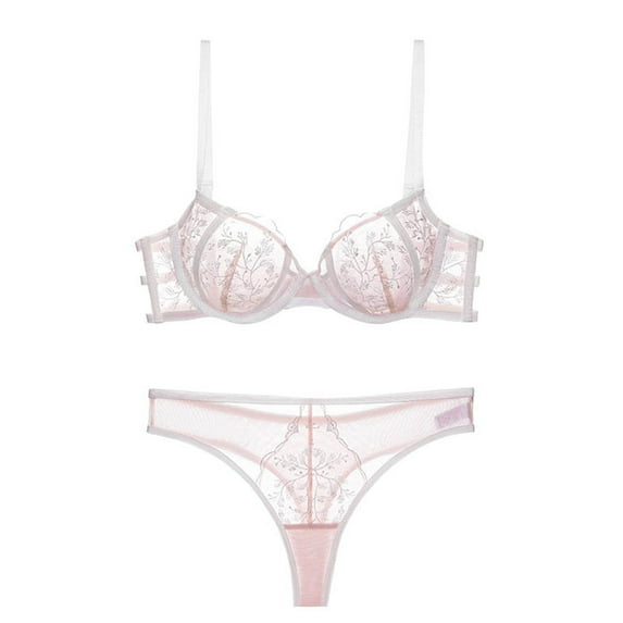 Bra Set For Women HighEnd Comfort Breathable Ultrathin Gathered Design Pure Desire Embroidery Lace Lingerie