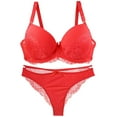 thumbnail image 1 of Bra Sets for Women Plus Size Women Bra Set Ladies Underwear Sets Non-wired Bra Set Soft Cup Bra Set Bra and Panties Set Push up Bra Set 2 Piece Underwear Set Classic Underwear Set,Red,90E, 1 of 3
