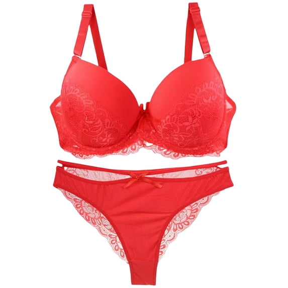 Bra Sets for Women Plus Size Women Bra Set Ladies Underwear Sets Non-wired Bra Set Soft Cup Bra Set Bra and Panties Set Push up Bra Set 2 Piece Underwear Set Classic Underwear Set,Red,90E